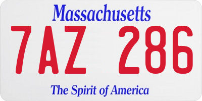MA license plate 7AZ286