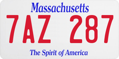 MA license plate 7AZ287