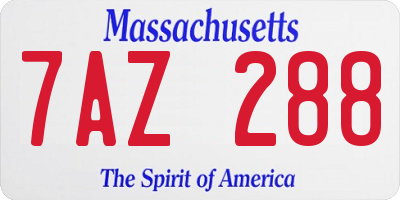 MA license plate 7AZ288