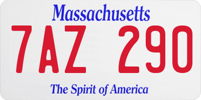 MA license plate 7AZ290