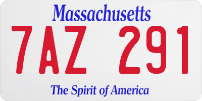 MA license plate 7AZ291
