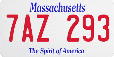 MA license plate 7AZ293