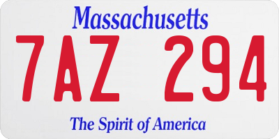 MA license plate 7AZ294