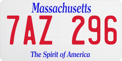 MA license plate 7AZ296