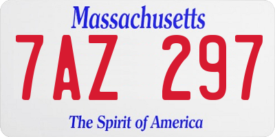 MA license plate 7AZ297