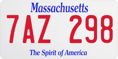 MA license plate 7AZ298