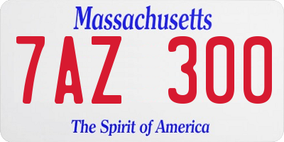 MA license plate 7AZ300