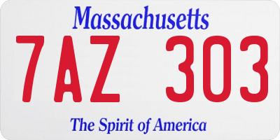 MA license plate 7AZ303