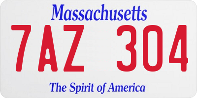 MA license plate 7AZ304