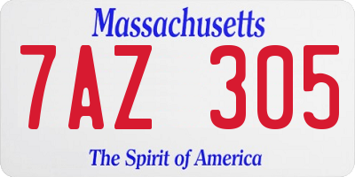 MA license plate 7AZ305