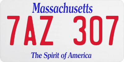 MA license plate 7AZ307