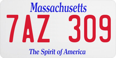 MA license plate 7AZ309