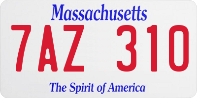 MA license plate 7AZ310