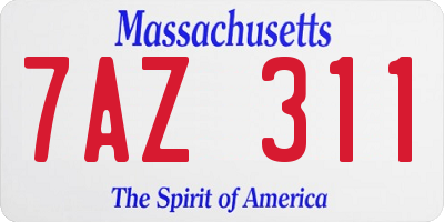 MA license plate 7AZ311