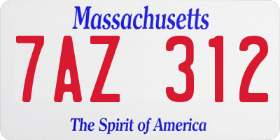 MA license plate 7AZ312