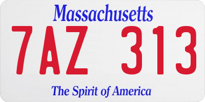 MA license plate 7AZ313
