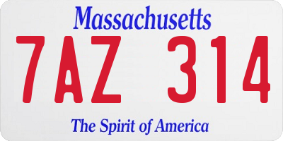 MA license plate 7AZ314