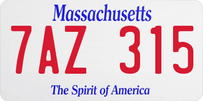 MA license plate 7AZ315