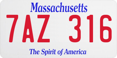 MA license plate 7AZ316