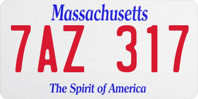 MA license plate 7AZ317