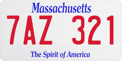 MA license plate 7AZ321