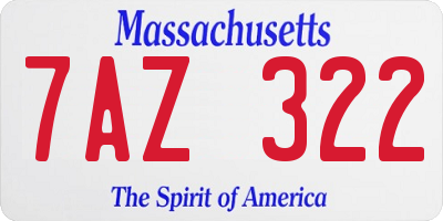 MA license plate 7AZ322