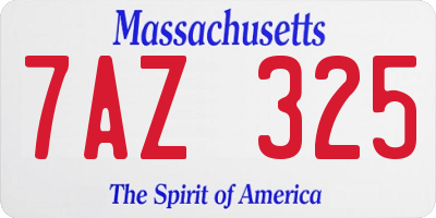 MA license plate 7AZ325