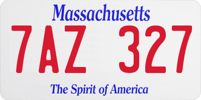 MA license plate 7AZ327