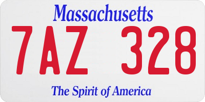 MA license plate 7AZ328