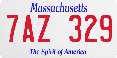 MA license plate 7AZ329
