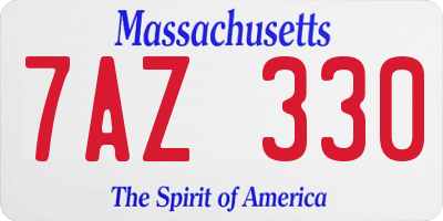 MA license plate 7AZ330