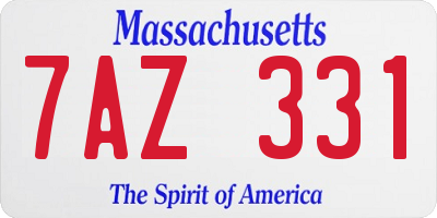 MA license plate 7AZ331