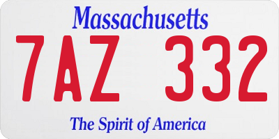 MA license plate 7AZ332