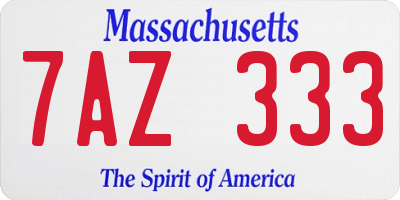 MA license plate 7AZ333