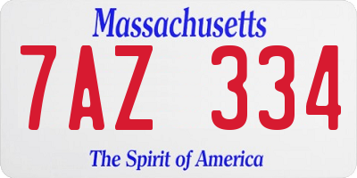 MA license plate 7AZ334
