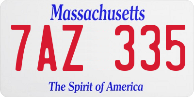 MA license plate 7AZ335