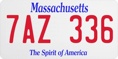 MA license plate 7AZ336