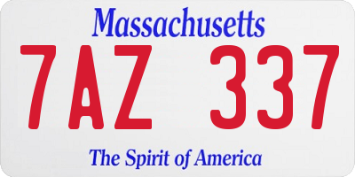 MA license plate 7AZ337