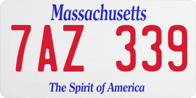 MA license plate 7AZ339
