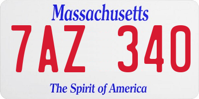 MA license plate 7AZ340