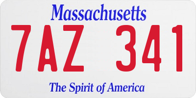 MA license plate 7AZ341