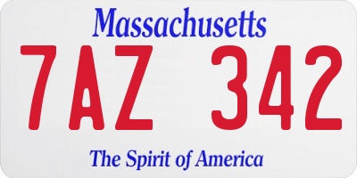 MA license plate 7AZ342