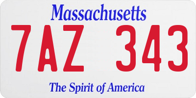 MA license plate 7AZ343