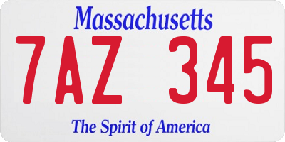 MA license plate 7AZ345