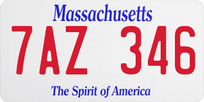 MA license plate 7AZ346