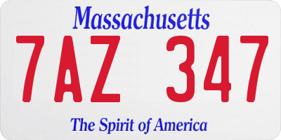 MA license plate 7AZ347