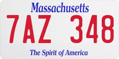 MA license plate 7AZ348