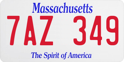 MA license plate 7AZ349