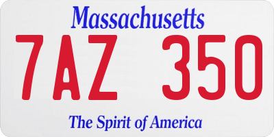 MA license plate 7AZ350