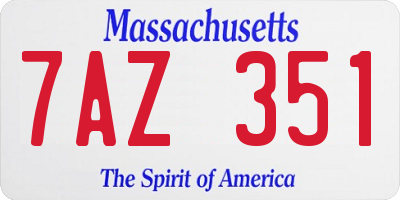 MA license plate 7AZ351